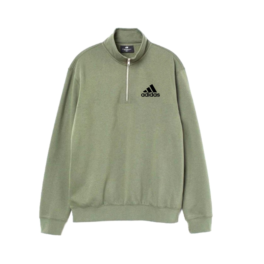 Sweater Running Adidas Basic Half Zipper Logo Beige Premium