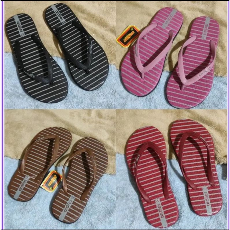 Khusus Grosir 6 pasang Sandal Ardiles Lady Garis