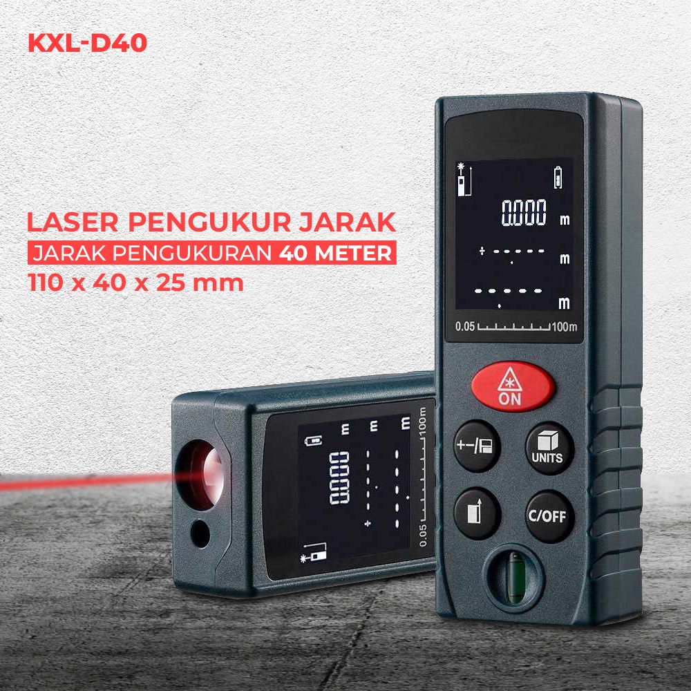 Pengukur Jarak Laser Distance Meter 40M - KXL-D40 - OMOT9UBK Black