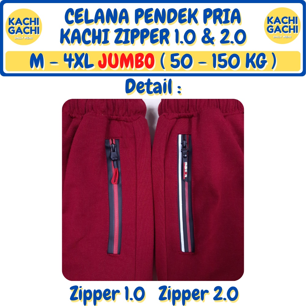 ( 50 - 150 kg ) Celana Pria Pendek Jumbo / Celana Kolor Pria Santai / Short Pants Pria Big Size - Kachi Zipper 2.0