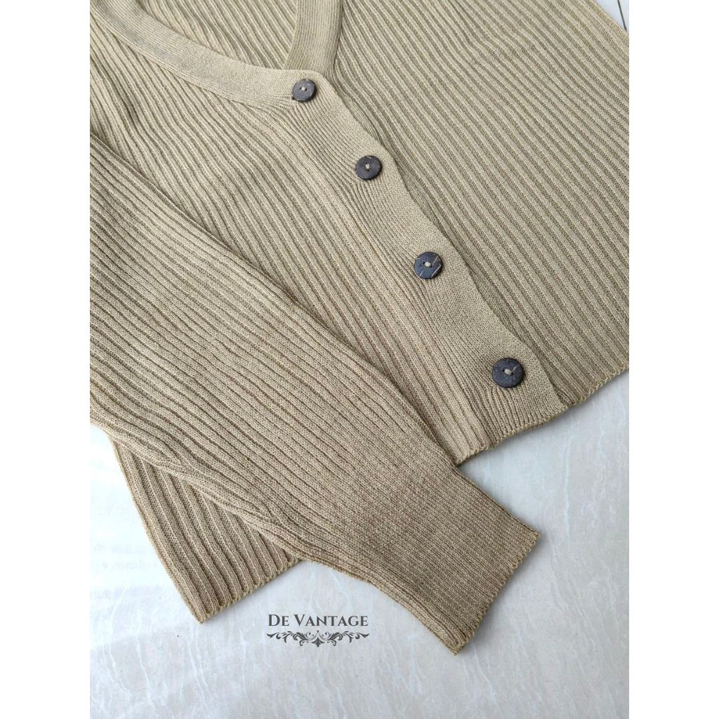 Knit Cardigan Polos dengan Kancing / Cardigan Rajut Lengan Panjang