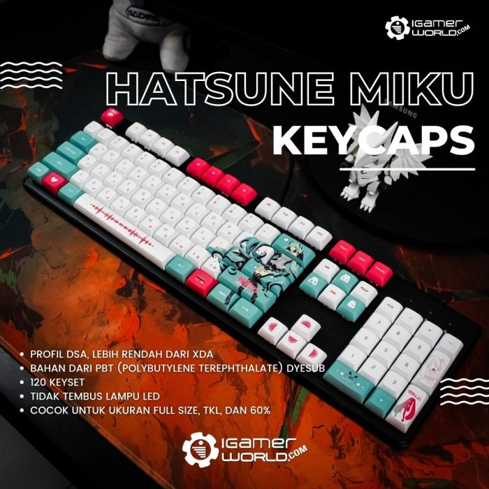 Best Seller Keycaps Hatsune Miku Pbt Dyesub For Mechanical Keyboard