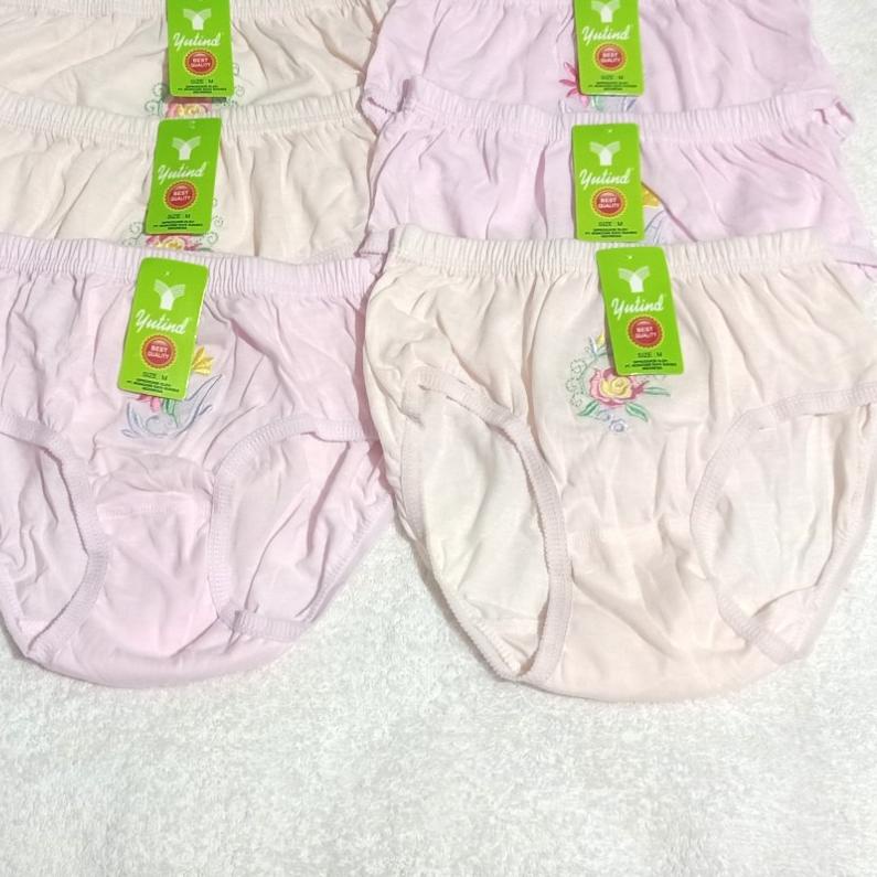 6 Pcs Celana Dalam Wanita Yutind Motif Bunga Bordir CD Underwear