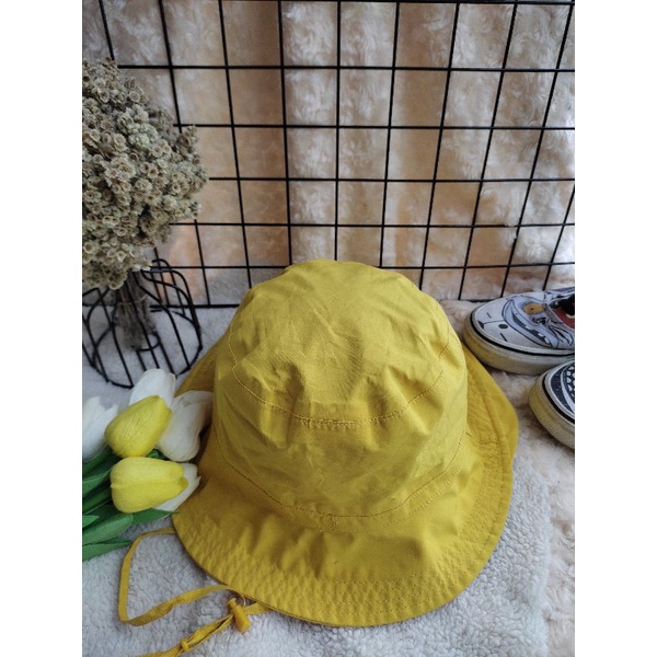 preloved topi rimba bucket hat buket outdor goretex K2 kuning cewek cowok parasut