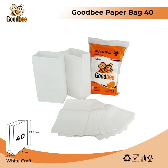 

Paper Bag Ukuran M - Medium - Kantong Kertas Roti - White Isi 100Pcs 074