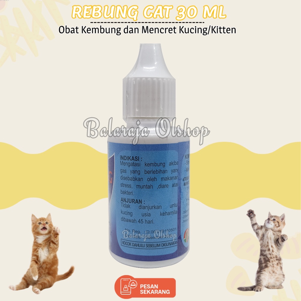 Obat Kembung Kucing - Rebung Cat Drop 30ml Mengobati Gas Berlebihan Dan Diare Dalam Perut Kitten Kucing