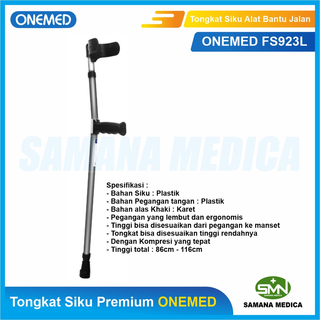 Tongkat Siku Elbow ONEMED FS923L Tongkat Siku Elbow - Cane Alat Bantu Jalan Pincang Aluminum Bisa Atur Tinggi