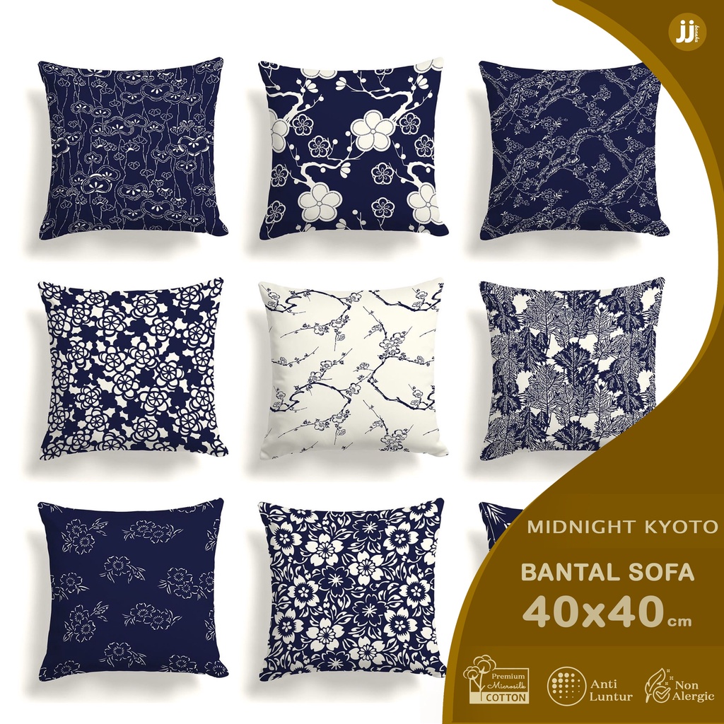 BANTAL SOFA PRINT MOTIF PATTERN NAVY KYOTO 40X40 CM