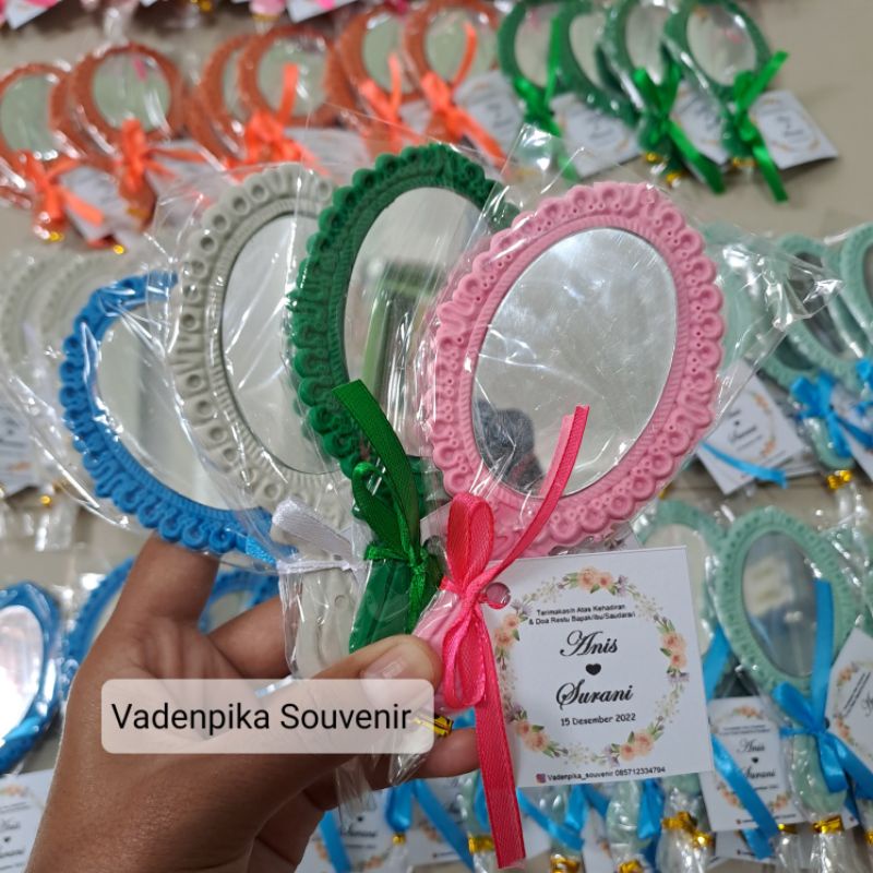 CERMIN | KACA OVAL WARNA MURAH KEMAS PLASTIK SOUVENIR NIKAHAN GRATIS KARTU UCAPAN TERIMAKASIH