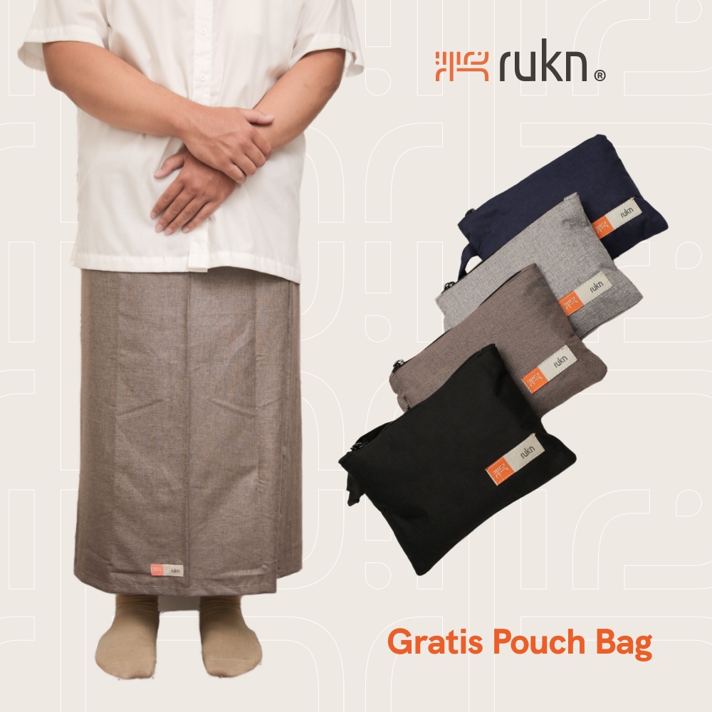RUKN BASIC GREY (BONUS POUCH BAG & MASKER) - Sarung Sholat Premium Ekslusif Pria Dewasa / Laki Laki 