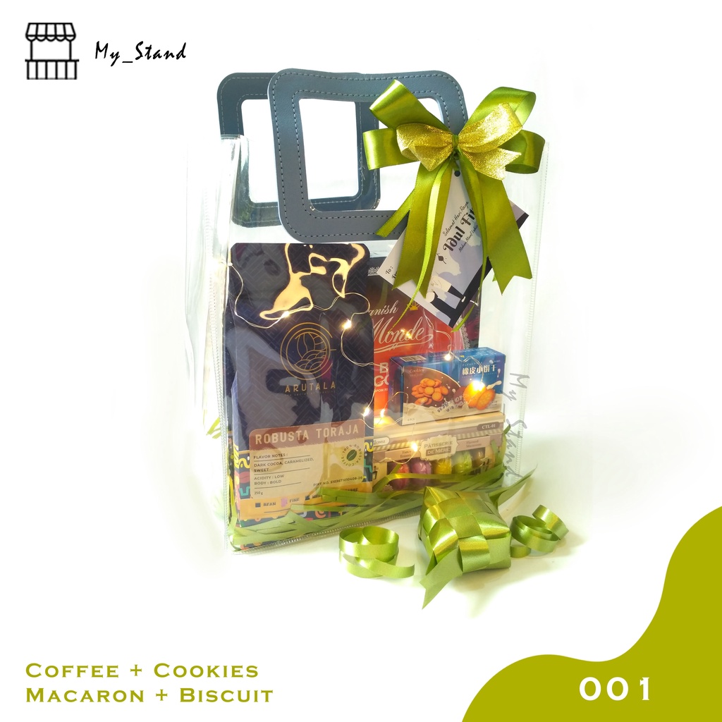 PARCEL LEBARAN PREMIUM BAG Hampers Idul Fitri Monde Butter Cookies Kopi Toraja Robusta Macaron Bisku