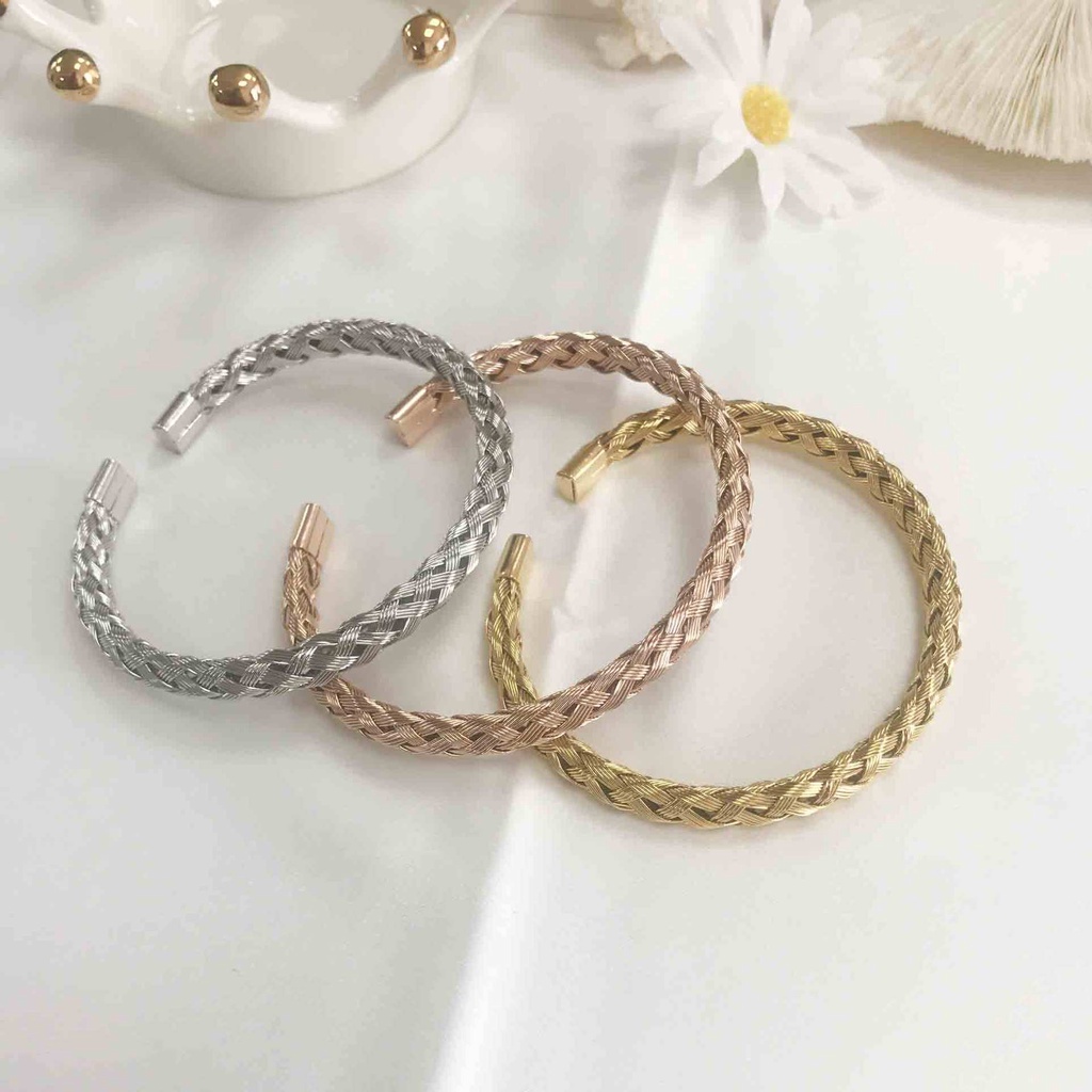 Gelang tangan kepang premium titanium anti karat harga grosir bisa cod