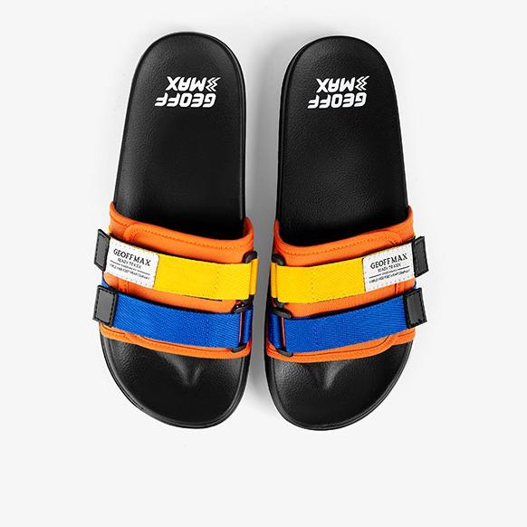 TERBARU Geoff Max Official - Freddo Black Orange | Slippers | Sandal Pria