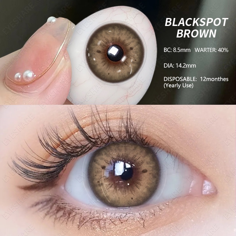 Menyinarimu【COD】2022 New Mata Besar Alami Gray Softlens Lensa wanita antik  Mata Penuh Gaya Dan Cantik Softlens Warna Sederhana Dan Canggih Lensa Kontak Soflen 14.2mm Minus0.00 Dubai Import Premium Brown Blue Seri Warna Mata Lensa