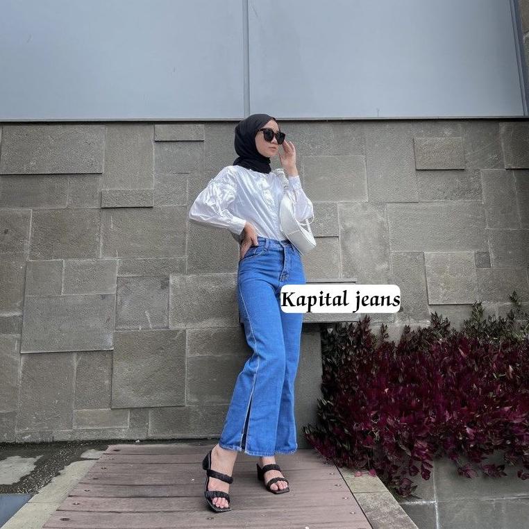 TERBARU kulot Jeans Celana Highwaist Kulot Jeans Premium Kulot Jeans Belah Samping HW Wanita