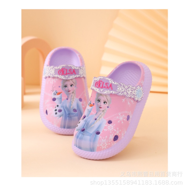 SANDAL ANAK PEREMPUAN SLOP CROCS FROZEN ELSA DISNEY ANTI-SLIP 22042