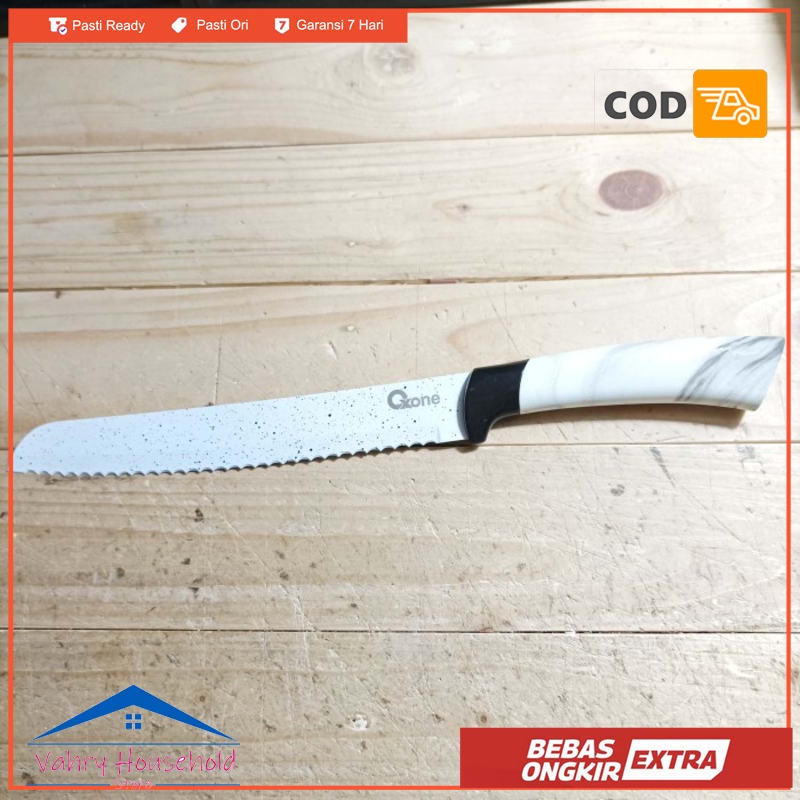 BREAD KNIFE OXONE White Marble Pisau Roti Buah Piso Bakery Peso PUTIH - PACKING BUBBLE