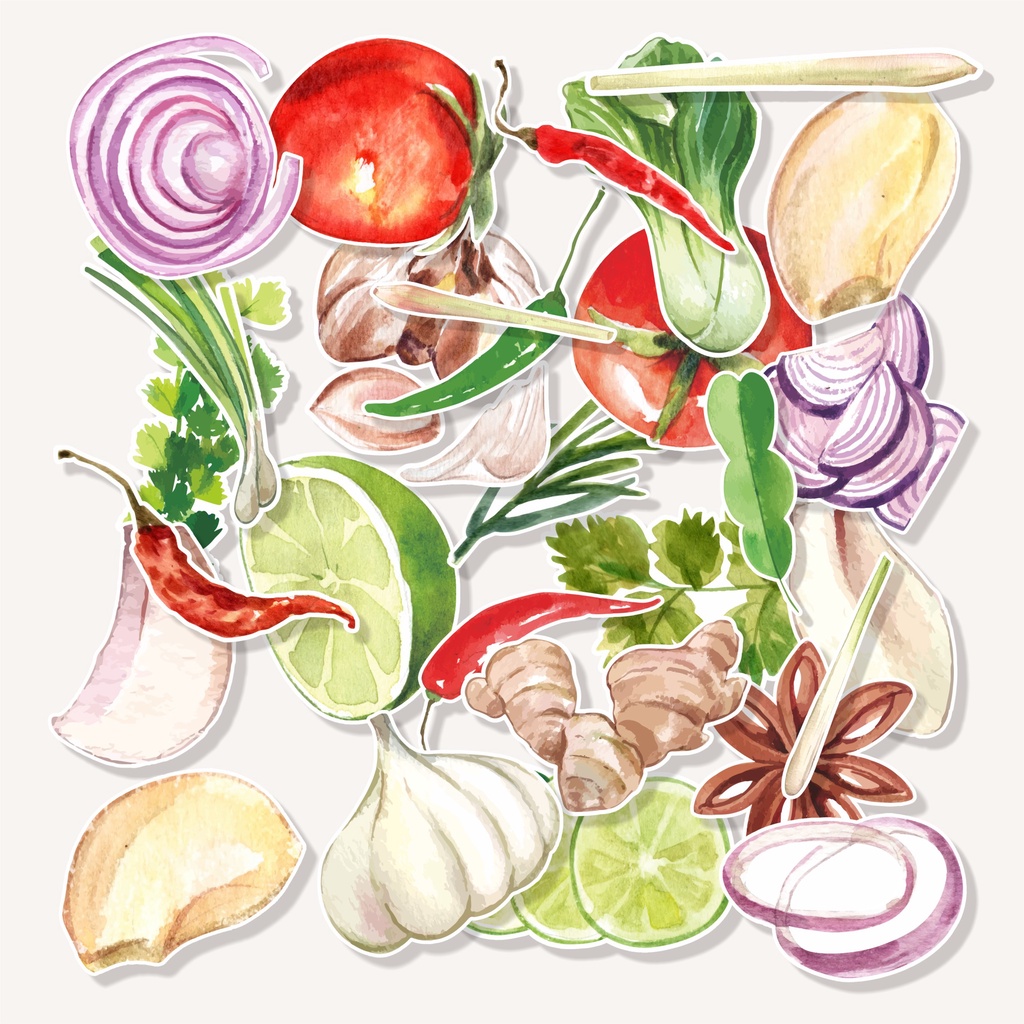 

( 20 pcs )murah cetak stiker label random/tema BUMBU DAPUR-watercolor/bisa cutting