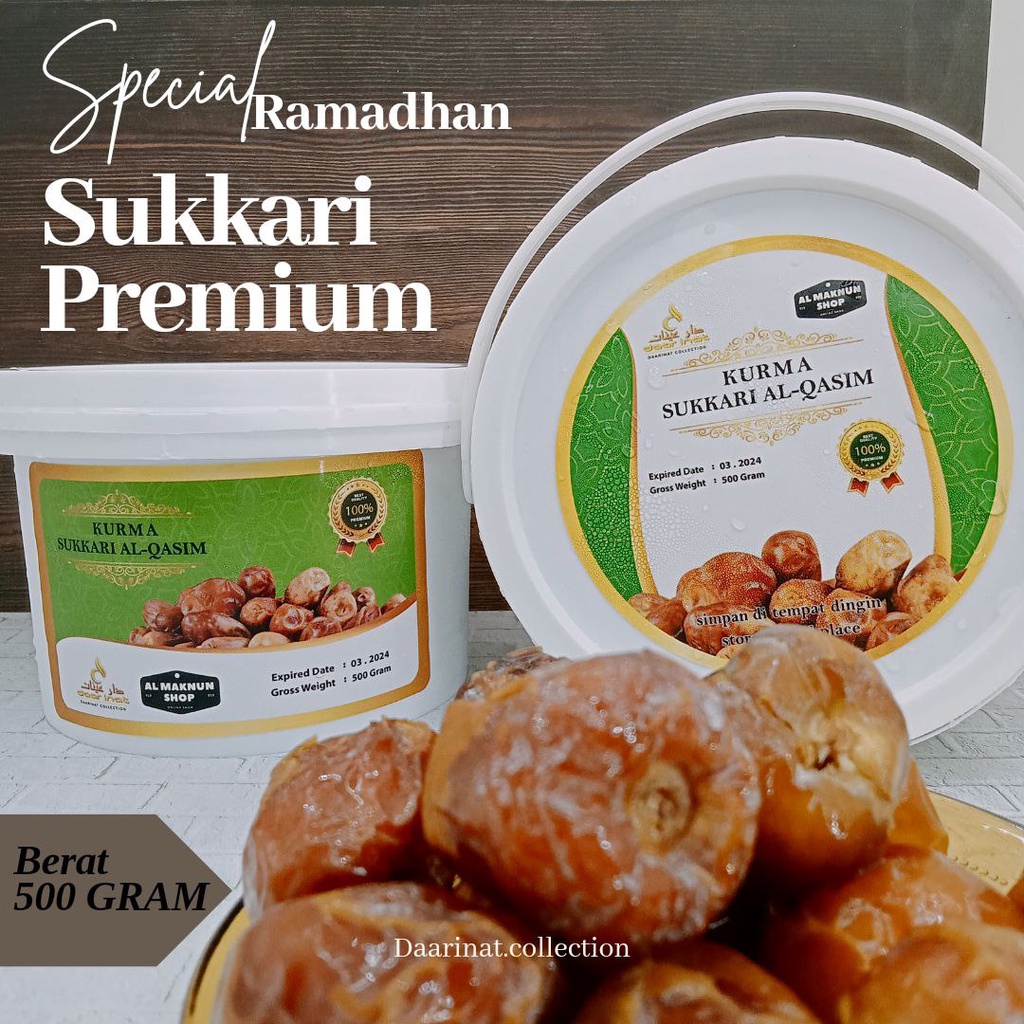 kurma sukari 500GRAM kemasan ember/ Kurma Madinah / kurma / kurma sukkari / kurma sunnah / kurma sukkari ember100%asli original