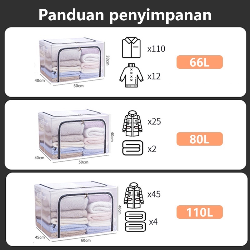 2pcs 110L Storage Box lipat Storage Serbaguna Organizer pakaian dan mainan Kotak penyimpanan box