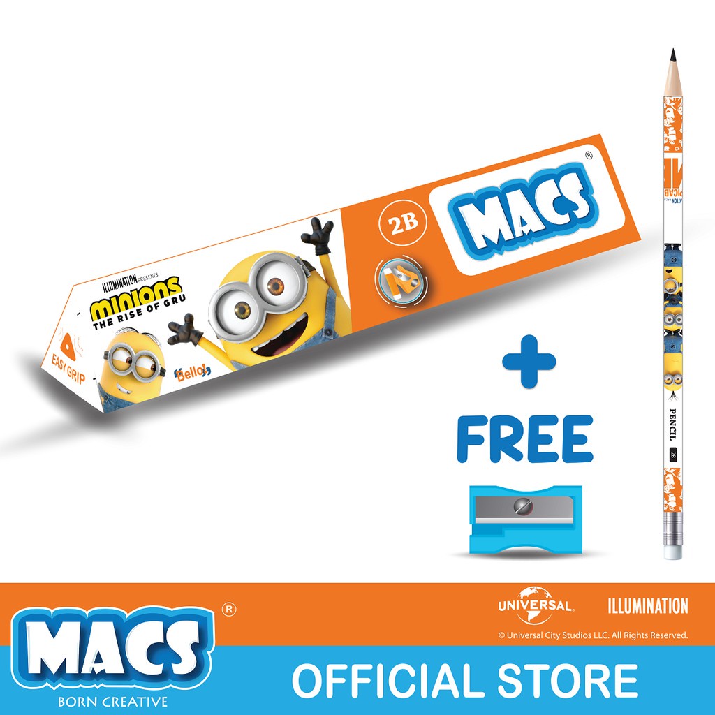 

1pack Macs 2B pensil hitam segitiga - Minion triangle pencil 12pcs