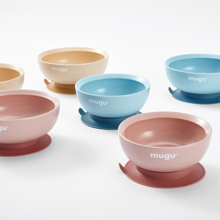 MUGU WHEAT STRAW ANTISPILL SUCTION BOWL 450ML Tempat Makan Anak
