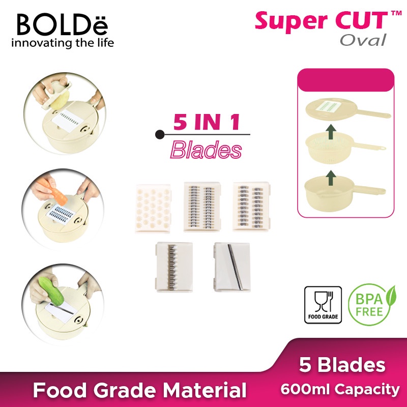 BOLDe Super Cut Oval - Alat Pemotong Parutan Buah Sayur Sayuran Cutter