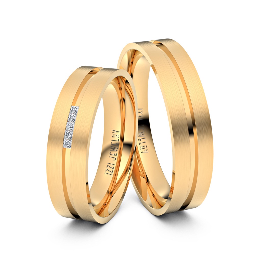 Izzi Jewelry - Cincin Nikah Perak Couple Tunangan Kawin Gold Original Bergaransi Dan Bersertifikat A