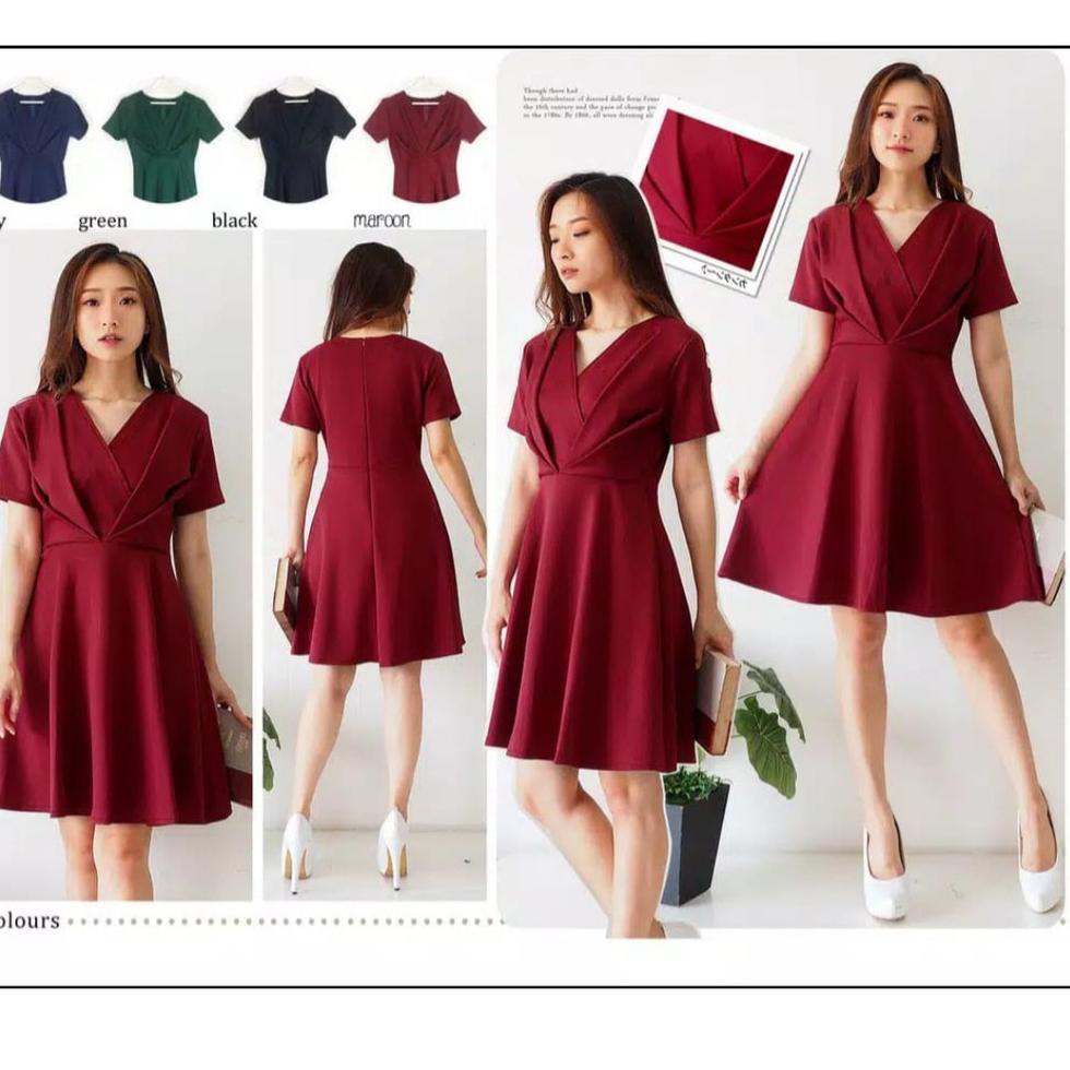 BIG SALE DRESS MILEY FLARE SCUBA / DRESS WANITA SCUBA PREMIUM / DRESS PESTA WANITA / DRESS CASUAL