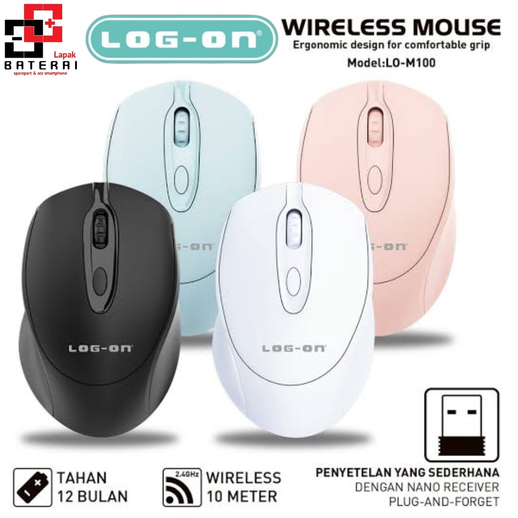 LOG - ON M100 Mouse 2.4gHz 16000 DPI | Tanpa Kabel