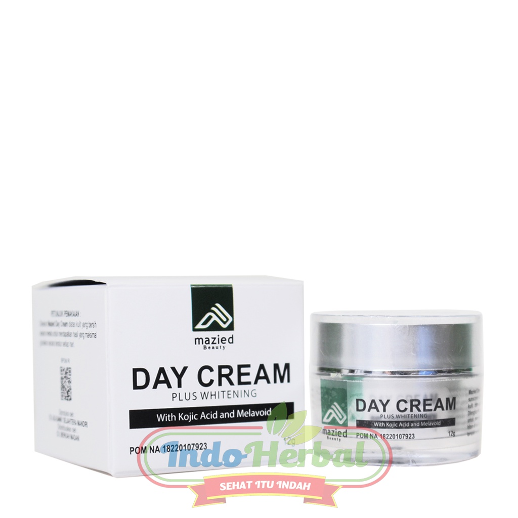 DAY CREAM PLUS WHITENING 12gr MAZIED - Wajah tampak Lembab dan Cerahdengan Alpha Arbutin dan Thocoperol