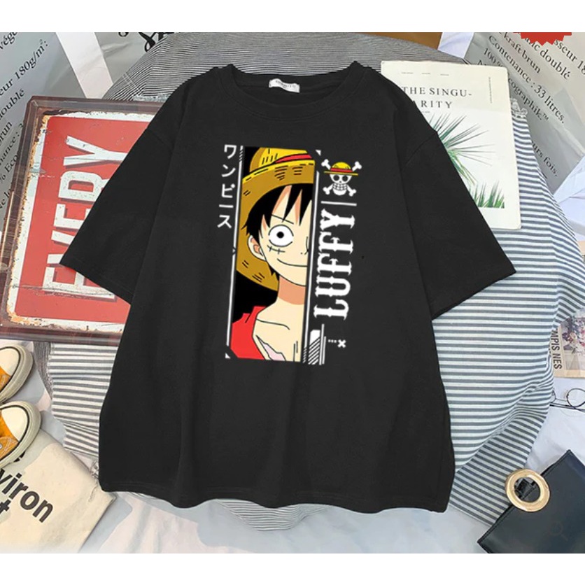 Tshirt Luffy Half Kanji Anime Manga One Piece Premium Unisex