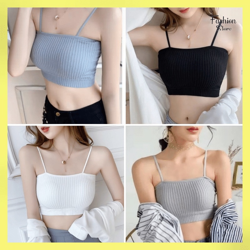 FS-Sport Bra Kemben Tali Kecil Dalaman Wanita Korea Import BH Gym Zumba Tanpa Kawat Tanktop Spaghetti
