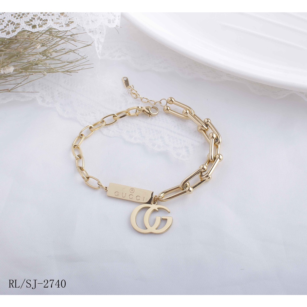 Gelang Titanium Anti Karat Perhiasan Wanita Jewelery 2740