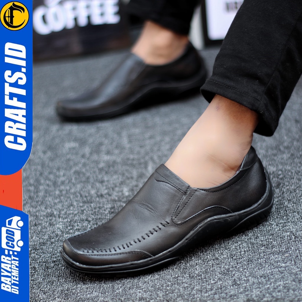 Crafts Gohan - Sepatu Kulit Casual Kerja Slip On Pria