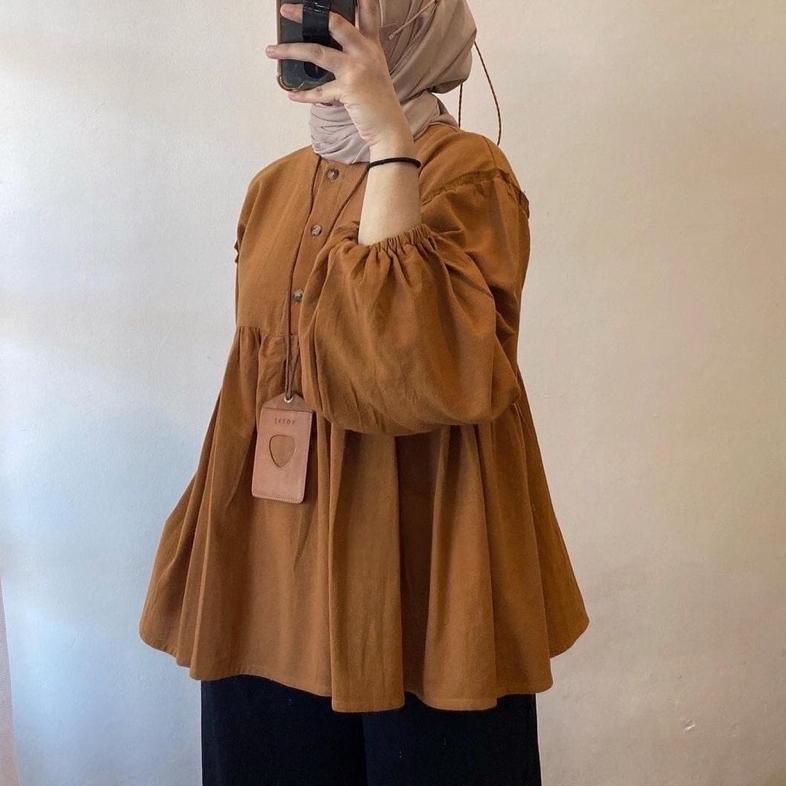 TERMURAH  ARINA BLOUSE KATUN RAYON CRINKLE / BLOUSE MUSLIM WANITA / RANIA BLOUSE BUSUI FRIENDLY