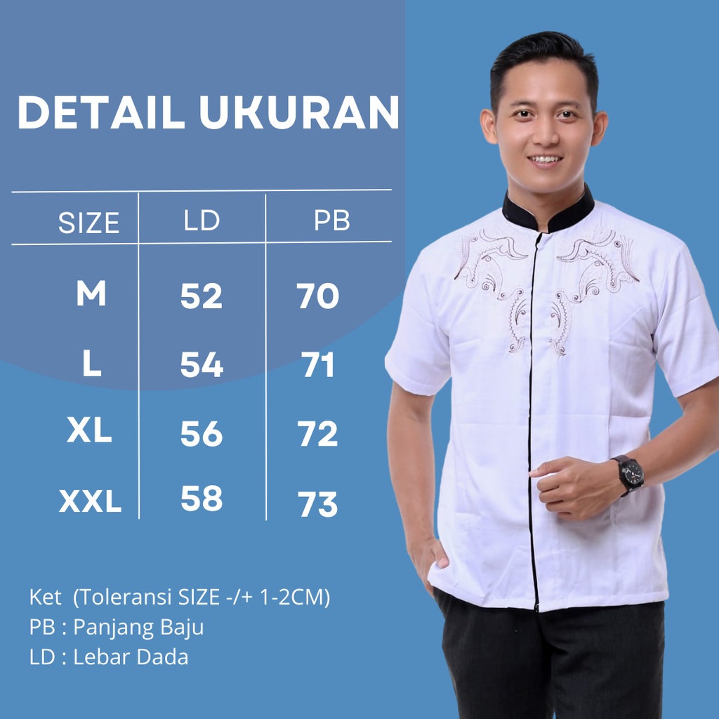 DT OLLSHOP - Baju Koko Putih Pria Lengan Pendek / Baju Muslim Warna Putih / Kemeja Pria