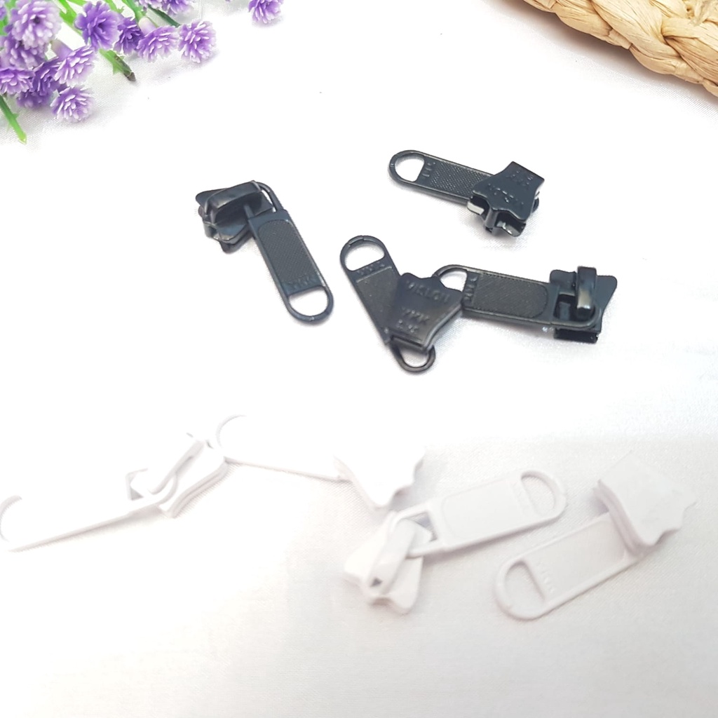 KEPALA RIT JAKET YKK HITAM&PUTIH/KEPALA RESLETING JAKET ISI 10PCS