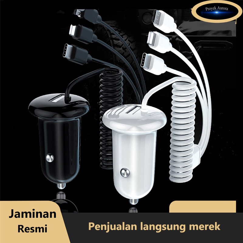 FLASH SALECAR CHARGER COLOKAN MOBIL 1 IN 3 DENGAN PEMANTIK ROKOK MULTIFUNGSI KABEL 3.1A PENGISI