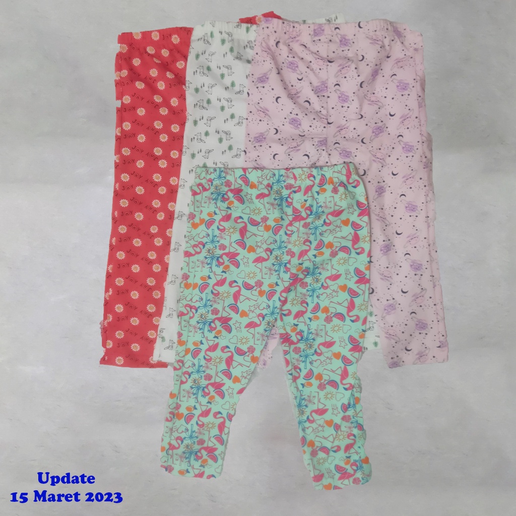 Celana Panjang Anak Bayi Perempuan Bahan Katun Import Motif Karakter Bunga Polos