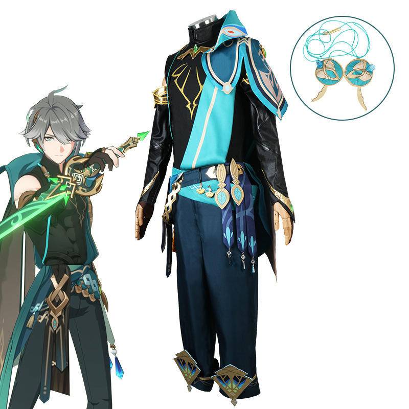 Genshin Impact Alhaitham Sumeru Cos Baju Cosplay Costume Wig Set