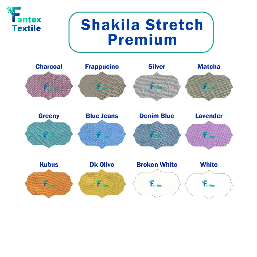 (HARGA PER 50 CM) Bahan  Kain Shakila Premium Sakila Samira Syakila Twill Stretch lebar 150 cm ecer ( harga per 50 cm ) Ready 28 warna