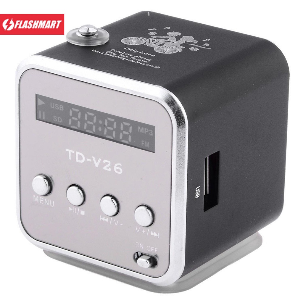 Flashmart Speaker Mini Portabel Bluetooth FM Radio TF Card - TD-V26