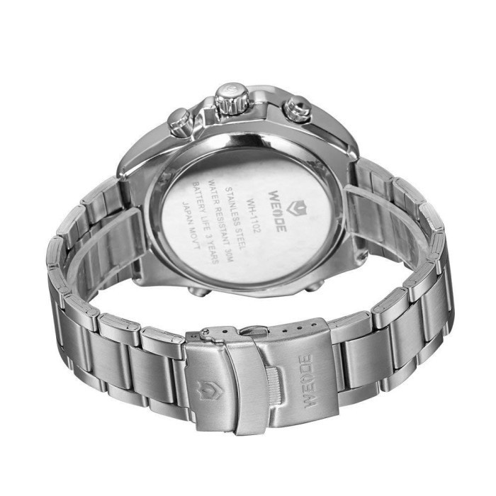 Weide 1102 Jam Tangan Pria Casual Fashion Sport Analog Quartz - Digital Stainless Steel 50 mm - Anti Air 30 M - All Button Active