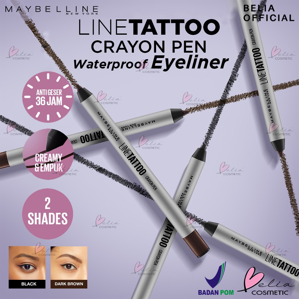 ❤ BELIA ❤ MAYBELLINE Line Tattoo Crayon Pen Linerl- Makeup Eyeliner Waterproof Tahan Air Long Lasting Black | Pensil Eyeliner