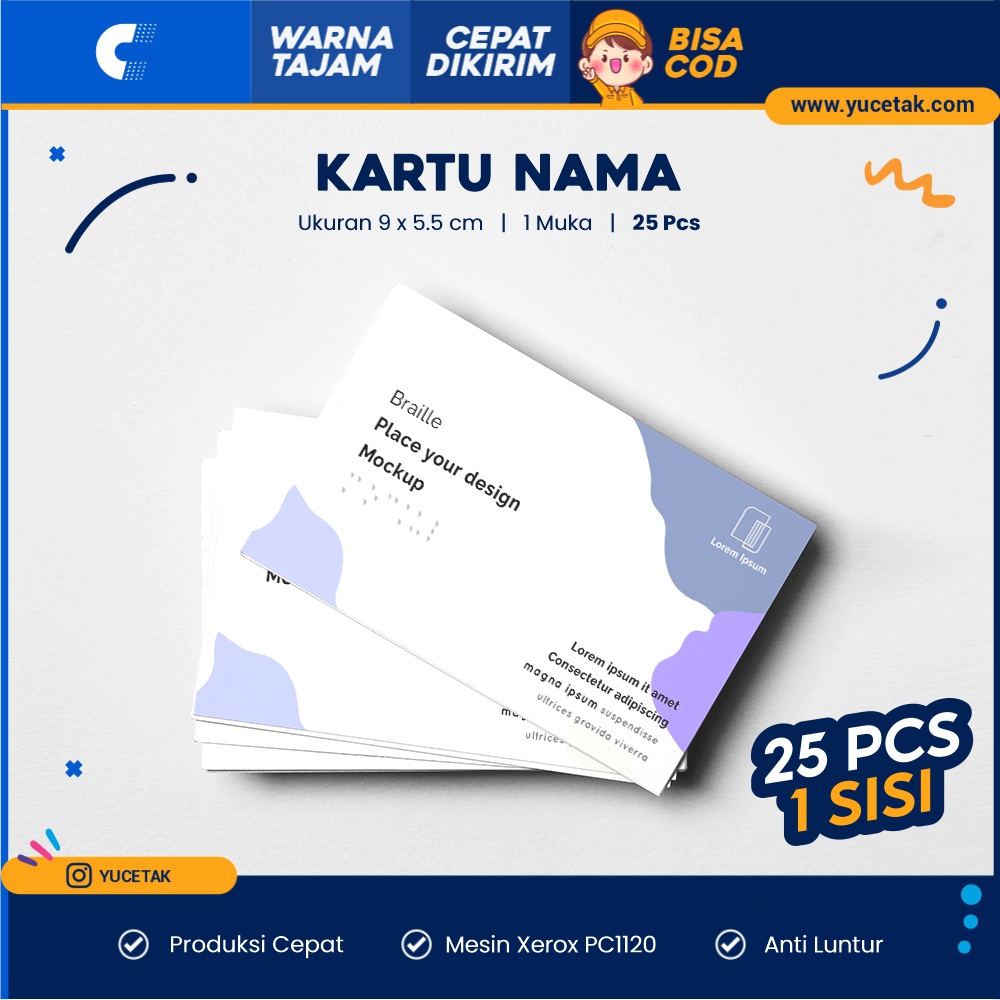 

YUCETAK - Cetak Kartu Nama 1 Sisi Warna Full Colour Cetak Satuan Cepat Murah Bagus Berkualitas