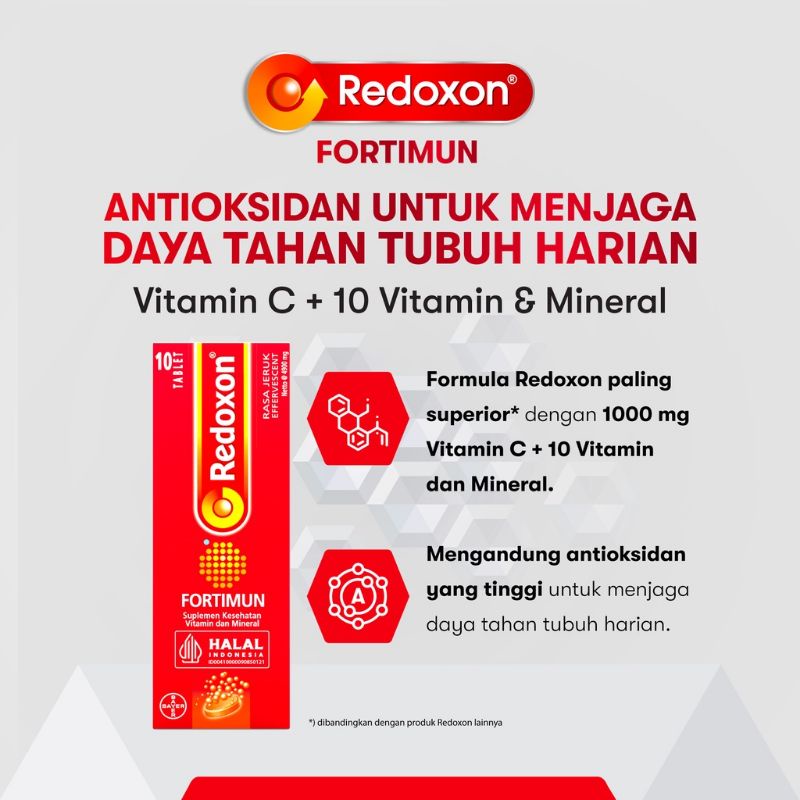 Redoxon Fortimun Vitamin dan Mineral Rasa Jeruk Tube Isi 10 Tablet Effervescent