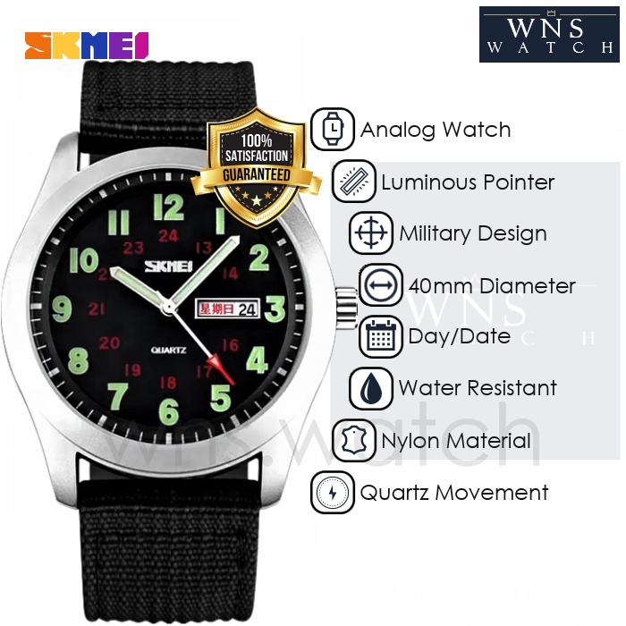 Jam Tangan Analog Pria Original Military Army Design All Luminous Chinese Date Wristwatch Water Resi