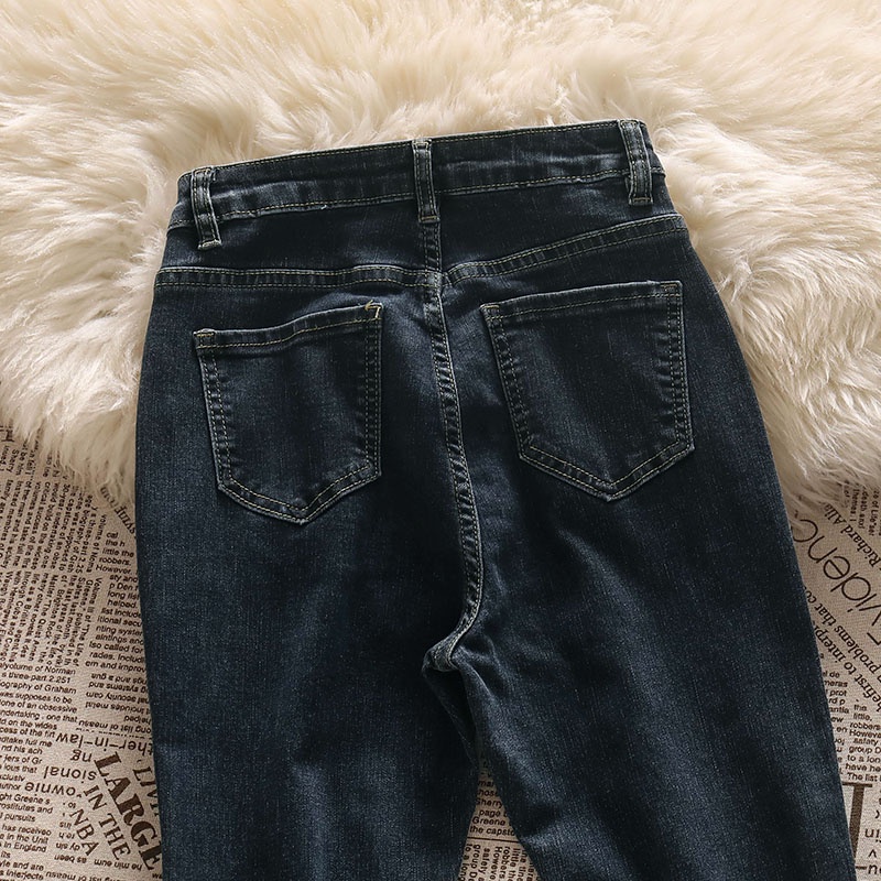 Kelabu hitam Cutbray Jeans / Highwaist Skinny Celana Jeans Wanita (realpict)