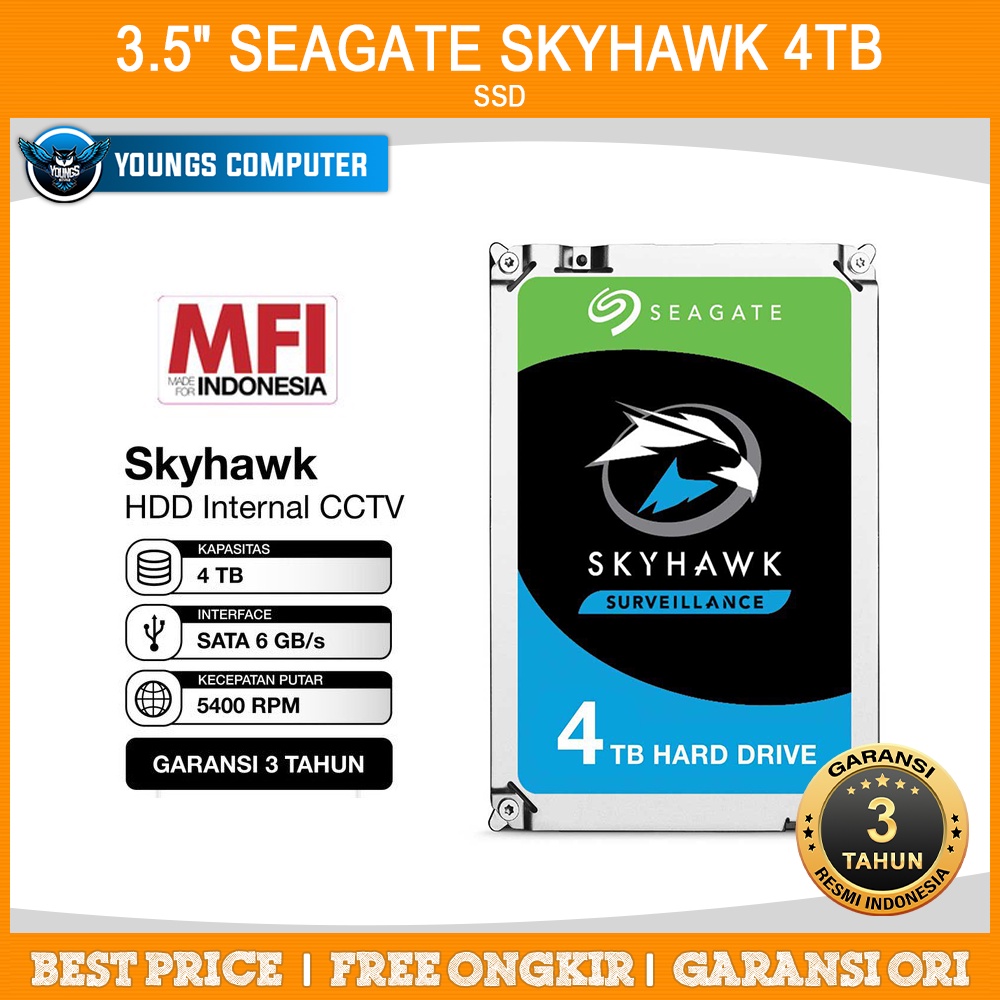 HARDDISK SEAGATE Skyhawk 4TB Resmi | HDD 3.5&quot; Surveillance CCTV SATA